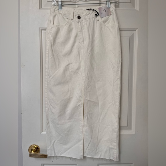 NWT Happily Grey White Denim Midi Skirt - Picture 4 of 14